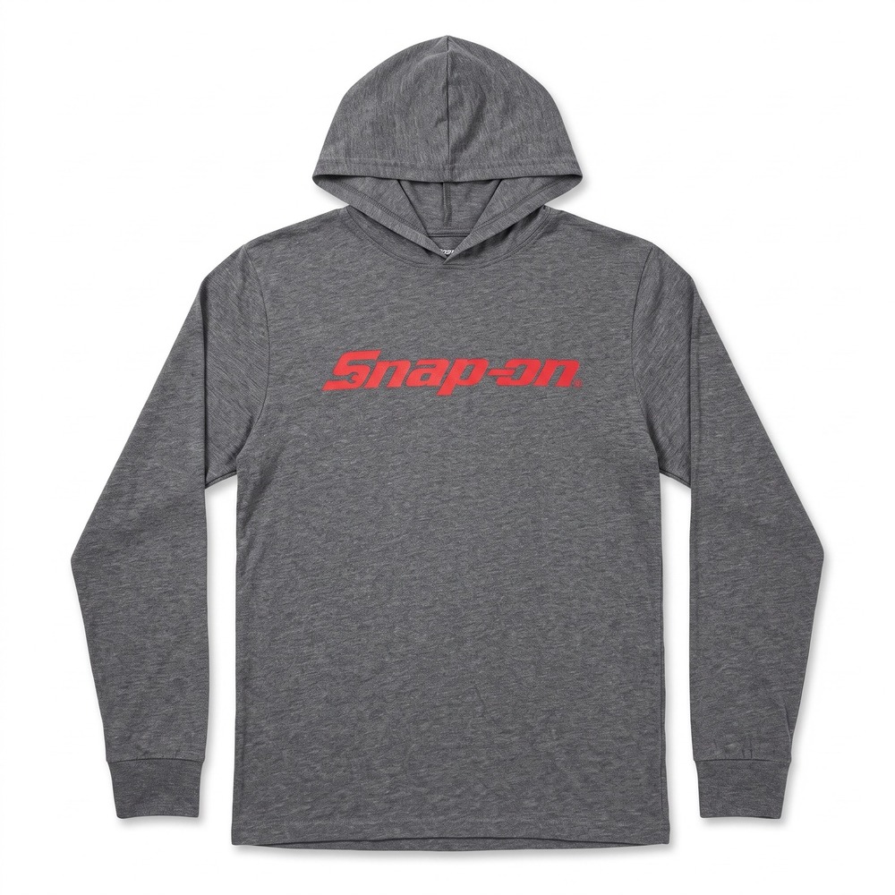 Snap-on Hooded T-Shirt Mens L Grey Long Sleeve Graphic Logo Tee